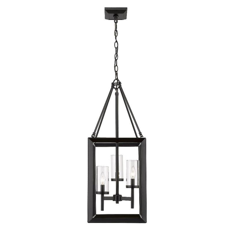 Golden Lighting Smyth 3-Light Pendant in Matte Black with Clear Glass
