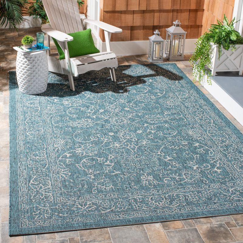 Courtyard CY8680 Power Loomed Indoor and Outdoor Area Rug - Turquoise - 9'x12' - Safavieh