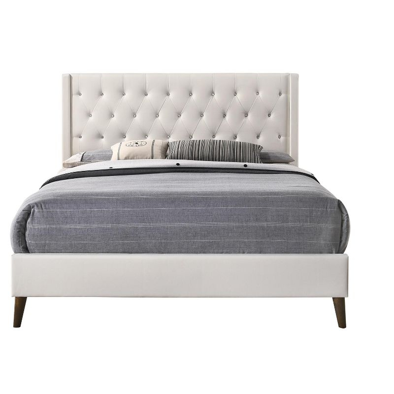 Passion Furniture Bergen White Queen Tufted Panel Bed