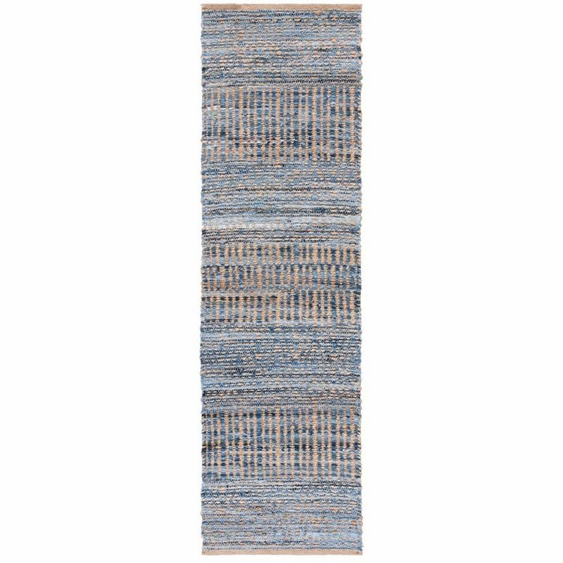 Cape Cod CAP353 Hand Woven Runner Rug - Natural/Blue - 2'3"x14' - Safavieh.