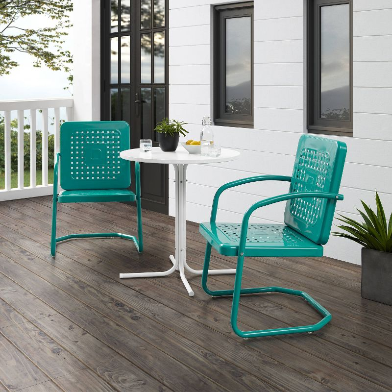 Crosley Bates 3pc Outdoor Bistro Set with Table and 2 Chairs Turquoise