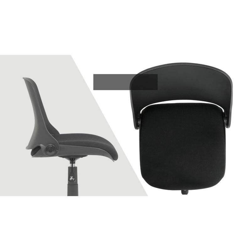 Folding Back Task Chair Black - studio designs: Swivel, Adjustable, Armless