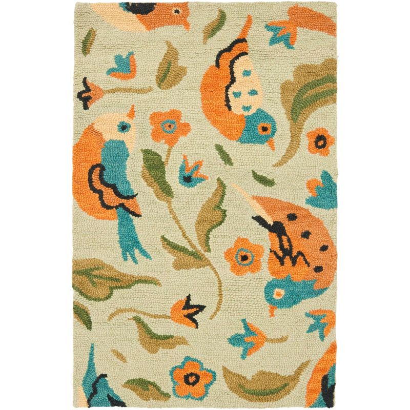 Blossom BLM676 Hand Hooked Accent Rug - Sage/Multi - 2'6"x4' - Safavieh.