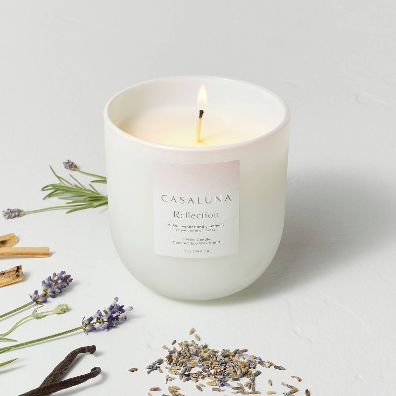 Reflection Core Frosted Glass Wellness Jar Candle 12oz - Casaluna™: Soy & Coconut Wax, Lavender Aroma