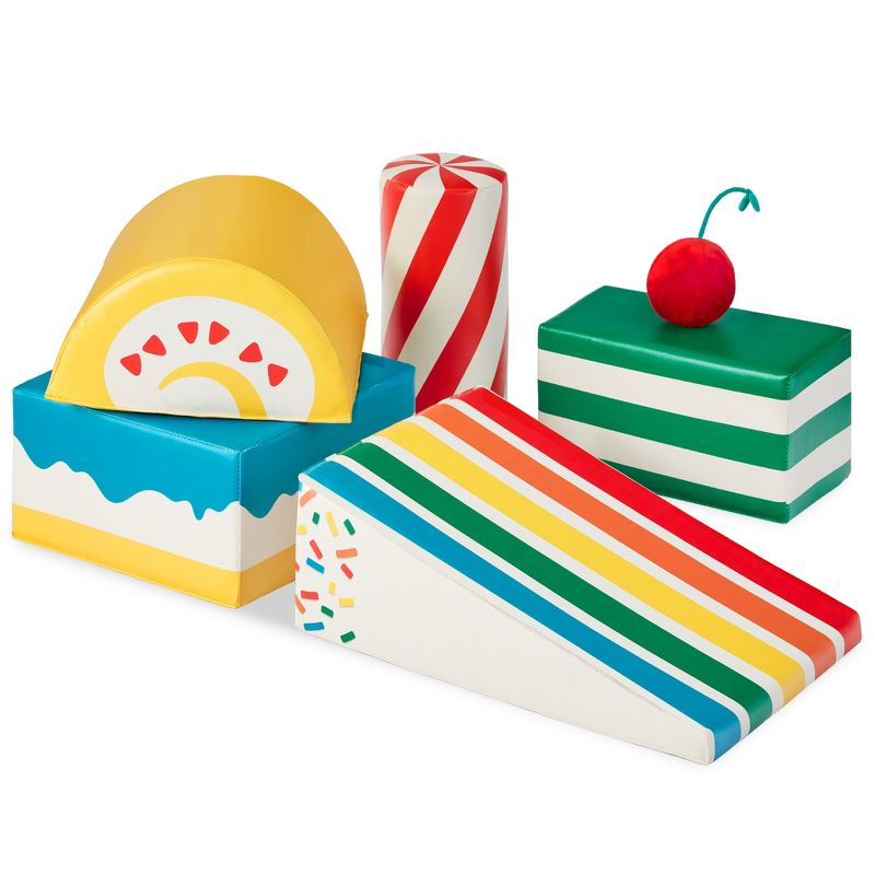 Best Choice Products 5-Piece Kids Climb & Crawl Soft Foam Block Playset Structures for Child Development - Treats