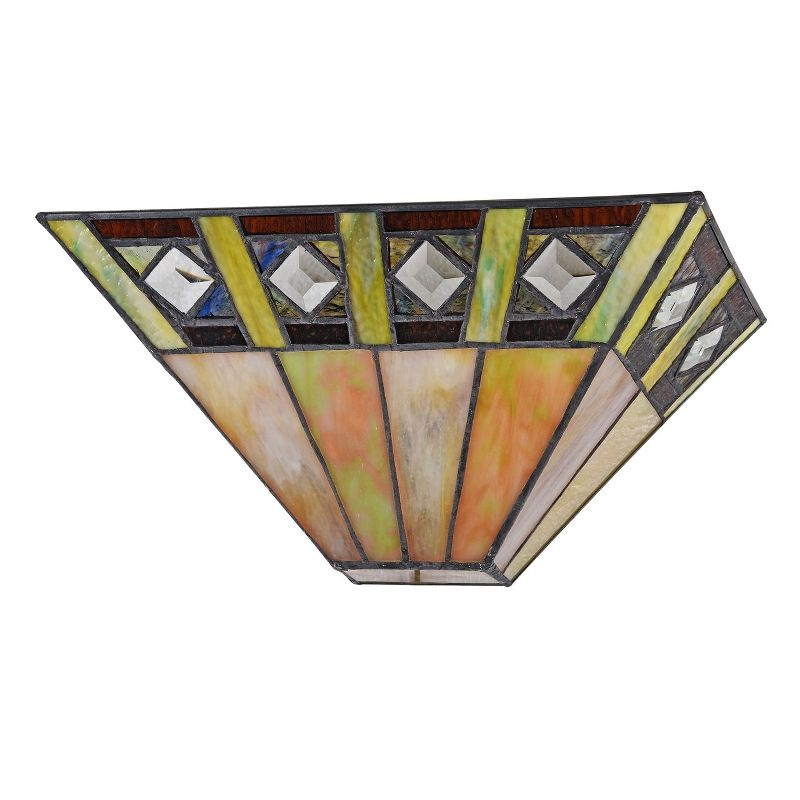Chloe Lighting Giles Tiffany-Style 1 Light Mission Indoor Wall Sconce 12"Wide