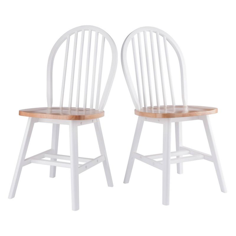 Winsome 2pc Windsor Chair Set Natural/White : Wood Frame, Spot Clean, Transitional Style, No Tools Assembly