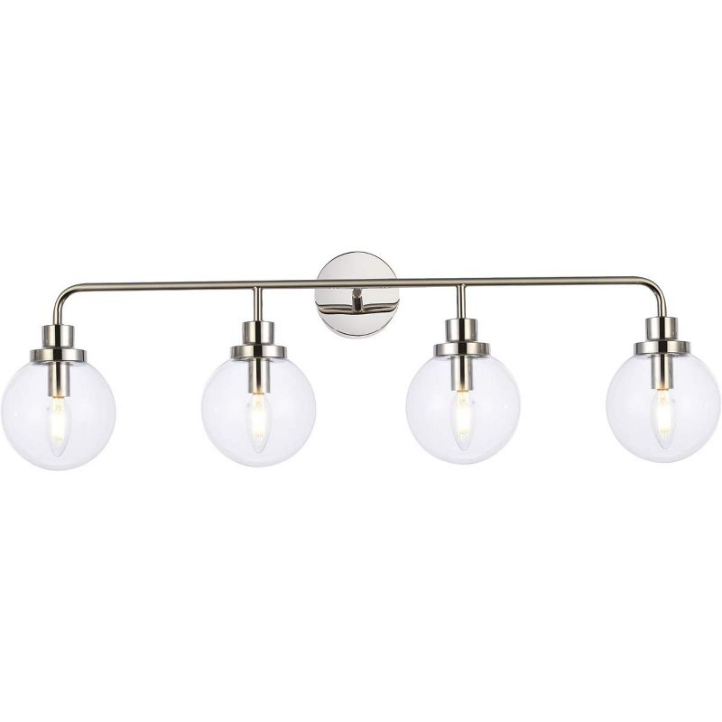 Elegant Lighting Hanson 4 lights bath sconce in polished nickel with clear shade