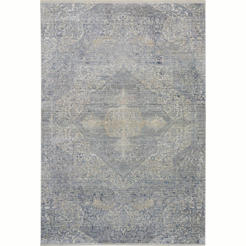 Nourison Silken Weave SLW04 Indoor Area Rug Blue/Grey 5'3" x 7'9"