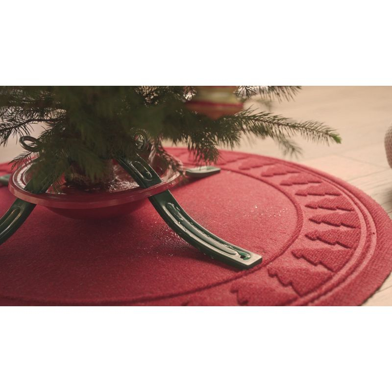 Bungalow Flooring 3' WaterHog Snowflake Tree Skirt Round Floormat Red: Weather-Resistant, Skid-Resistant, Indoor/Outdoor Use