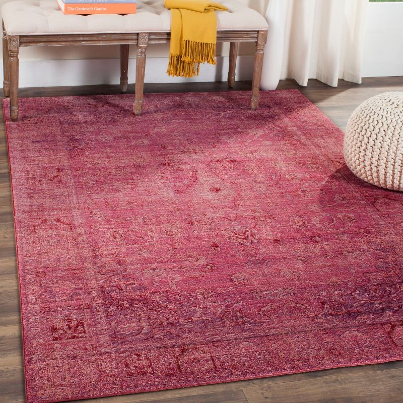 Valencia VAL103 Power Loomed Area Rug - Red/Red - 4'x6' - Safavieh.