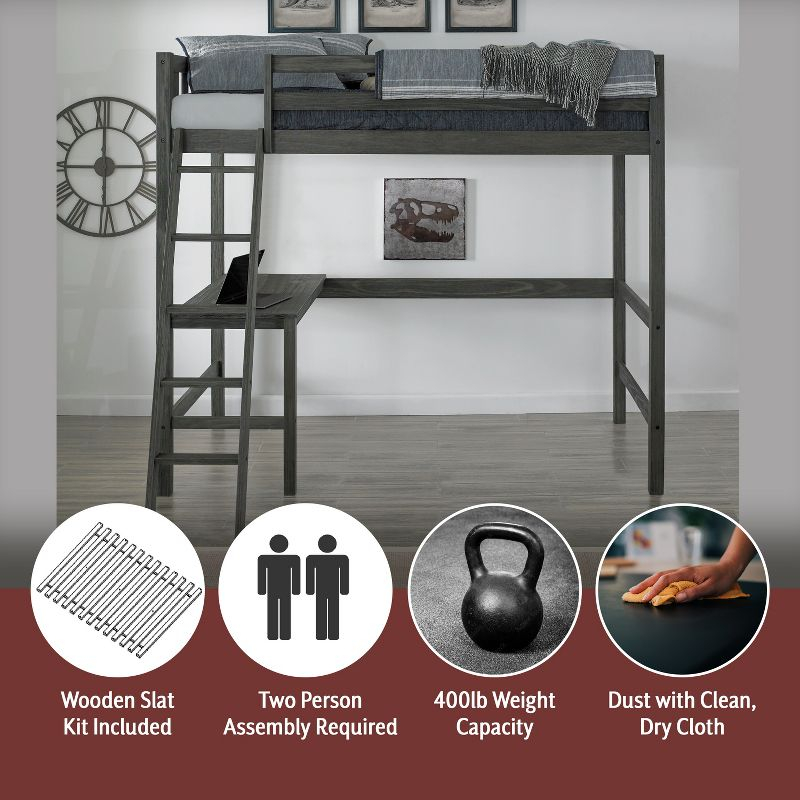 Hillsdale FurnitureTwin Crosswinds Complete Kids' Loft Bed Wirebrush Gray