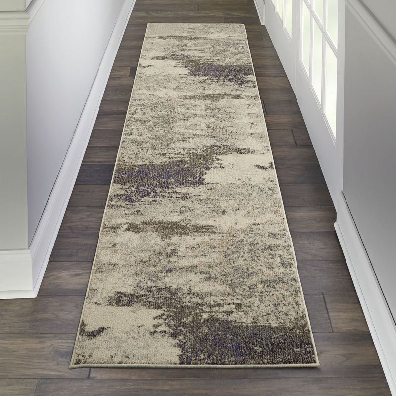 Nourison Celestial CES02 2'2" x 10' Ivory/Grey Area Rug