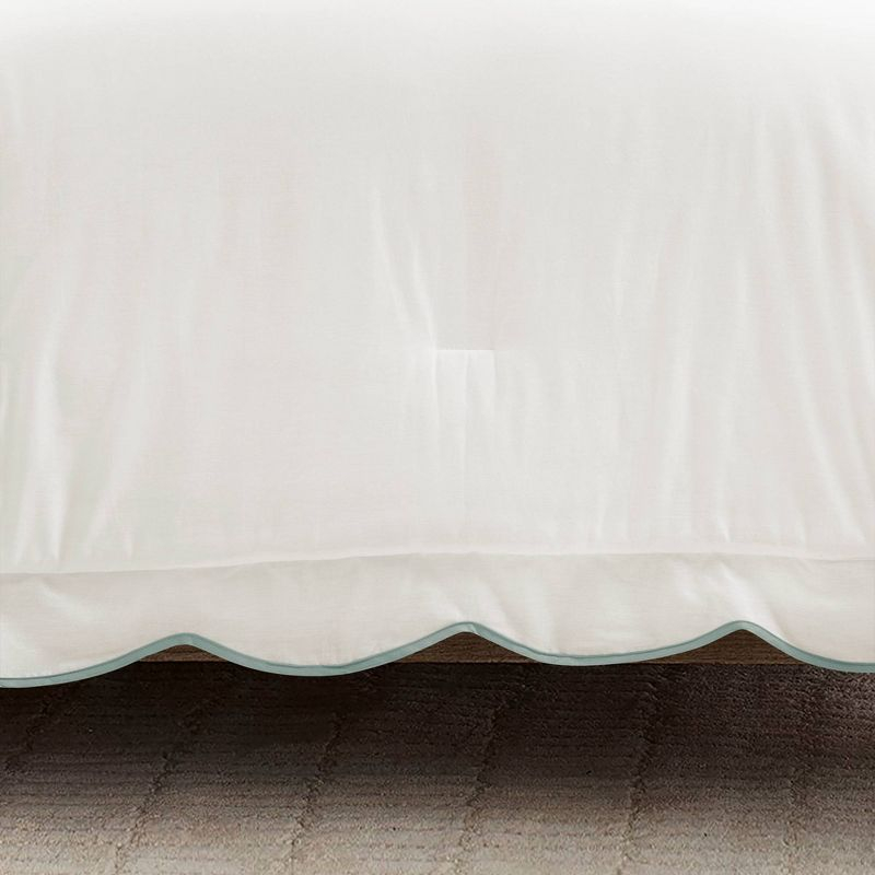 3pc Full/Queen Coastal Chic Scallop Edge Comforter Set Blue - Lush Décor: OEKO-TEX Certified, Cotton & Polyester