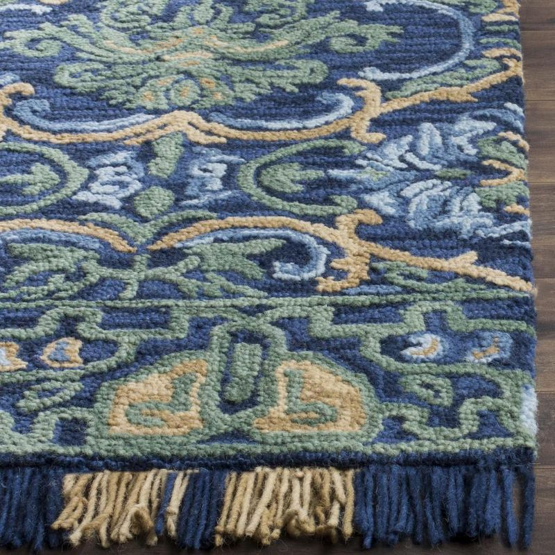 Blossom BLM422 Hand Tufted Indoor Accent Rug - Navy/Green - 3'x5' - Safavieh