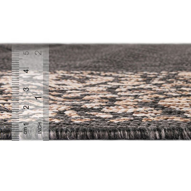 Unique Loom 4' 1 x 6' 1 Rectangle Indoor/Outdoor Border Charcoal Gray Area Rug