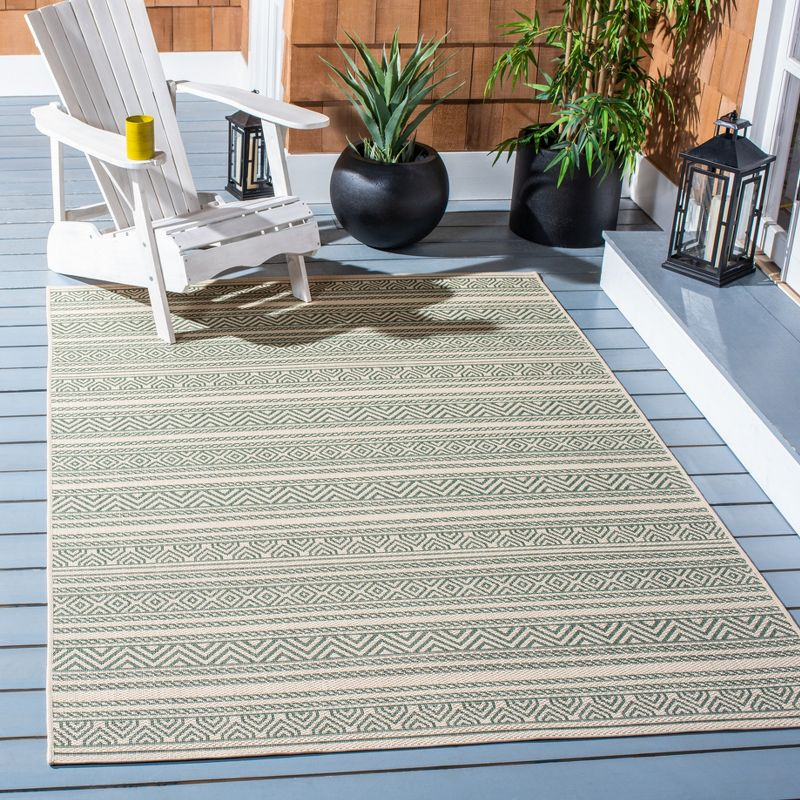 Courtyard CY6866 Power Loomed Indoor/Outdoor Area Rug - Beige/Dark Green - 8'x10' - Safavieh.