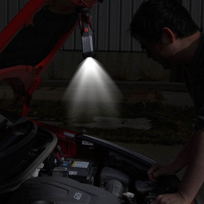 Fleming Supply 200 Lumen Dual-Beam LED Flashlight With Magnetic Swivel Base and Hanging Hook