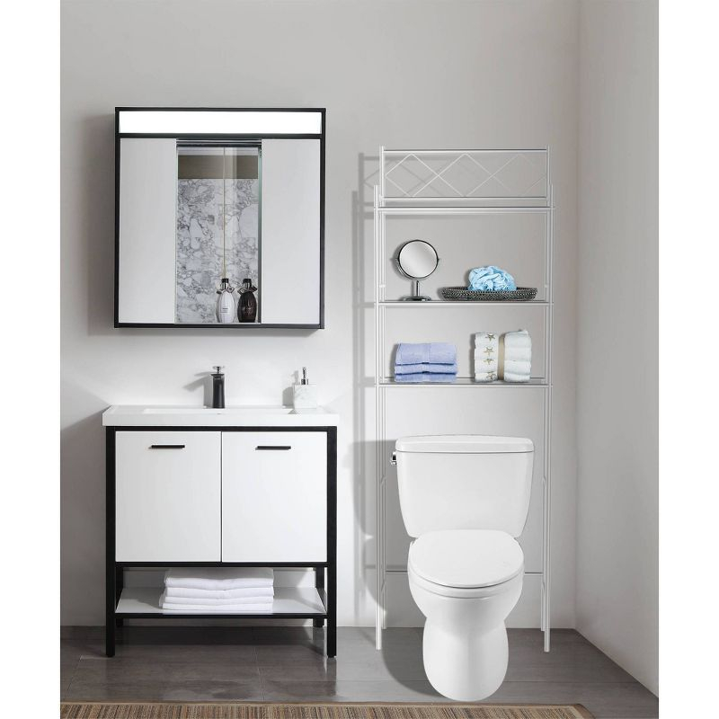 Metal Over The Toilet Space Saver and Organizer White - J&V TEXTILES: Powder-Coated Stainless Steel, 3 Fixed Shelves