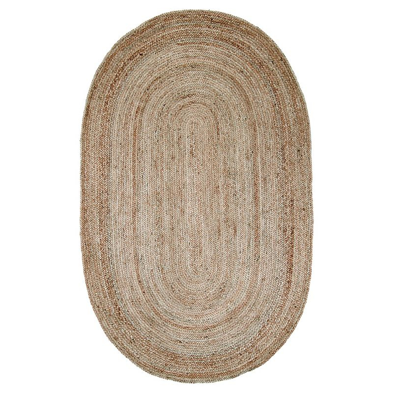 4'x6' Oval Hand Woven Rigo Jute Area Rug Natural - nuLOOM: Modern Braided Indoor Flat Pile Rug