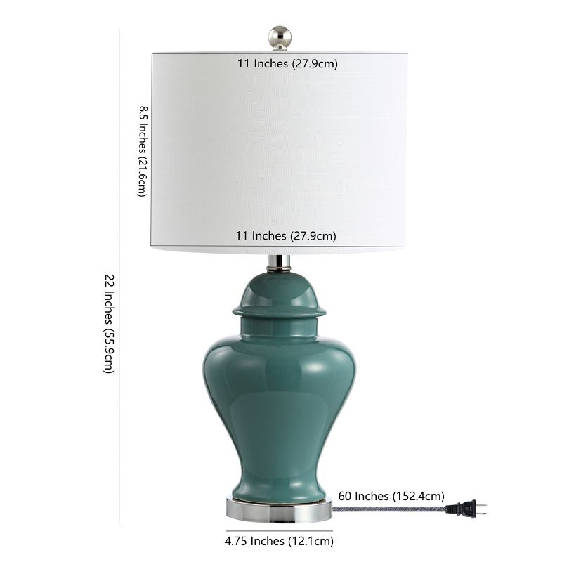 JONATHAN Y Qin 22" Ceramic/Iron Classic Cottage LED Table Lamp, Jade Green
