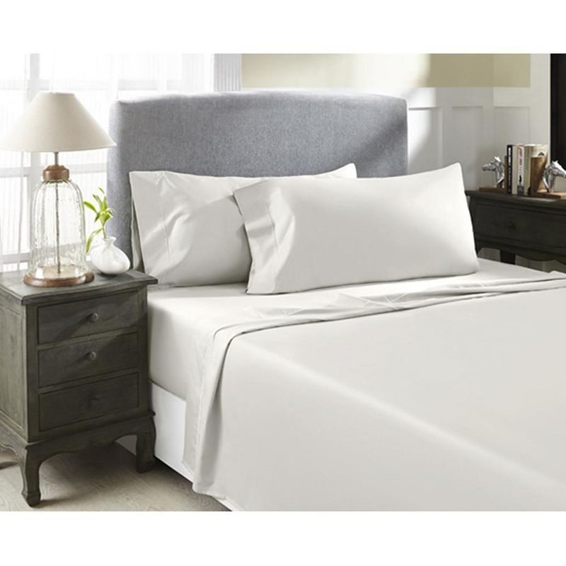 HN International Group Inc Perthshire Platinum Concepts 800 Thread Count Solid Sateen Sheet Set Queen Ivory
