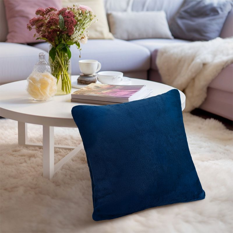 PAVILIA Set of 2 Throw Pillow Covers, Decorative Velvet Square Cushion Cases for Bed Sofa Couch Bedroom Living Room, Navy Blue/20 x 20