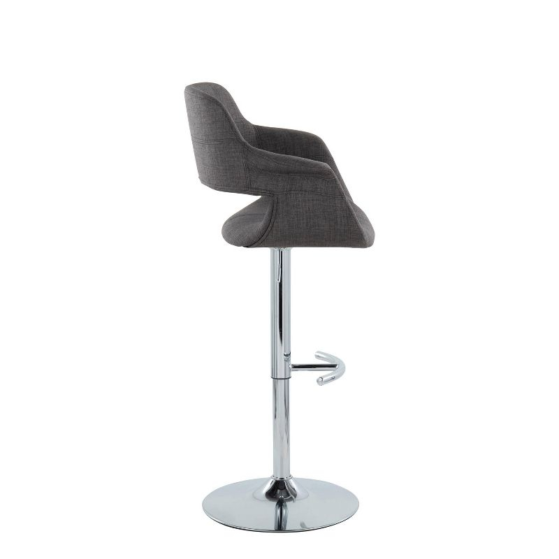 LumiSource Set of 2 Vintage Flair Adjustable Barstools Chrome/Charcoal:: Swivel, Upholstered, Steel Frame