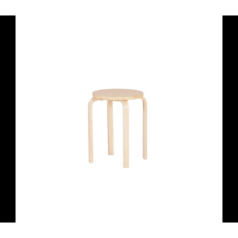 Set of 4 Bentwood Stacking Stools Light Brown - Linon: Rubberwood Frame, No Assembly, Traditional Style