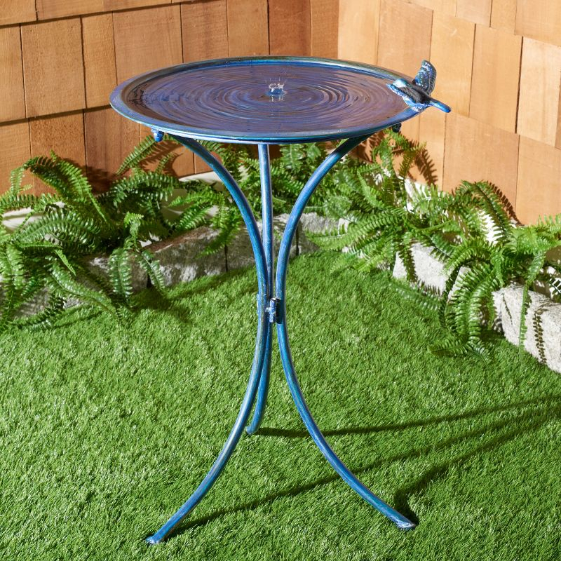 Kensi Outdoor Bird Bath - Antique Blue - Safavieh