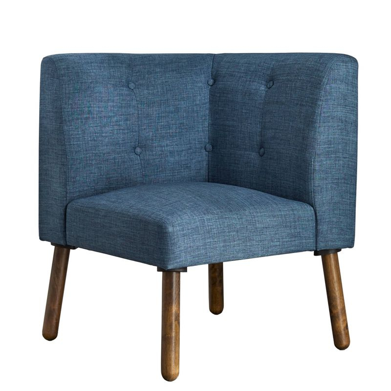 Buylateral Playmate Mid Century Modern Breakfast Nook Upholstered Corner Chair Blue: Linen Upholstery, Rubberwood Frame, Spot Clean, 250lb Capacity