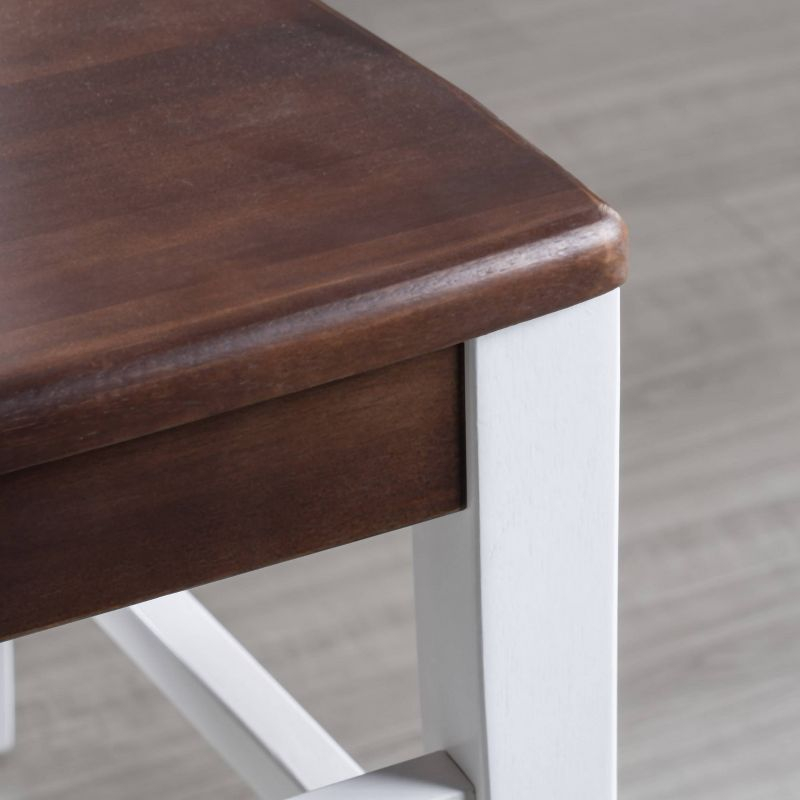 Set of 2 Roshan Farmhouse Acacia Dining Chair Walnut/White- Christopher Knight Home: Wood Frame, Spot Clean, No Upholstery