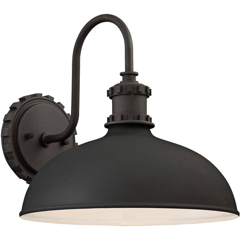 Minka Lavery Industrial Outdoor Barn Light Fixture Black Gooseneck Arm 11 3/4" for Post Exterior Deck House Porch Yard Patio