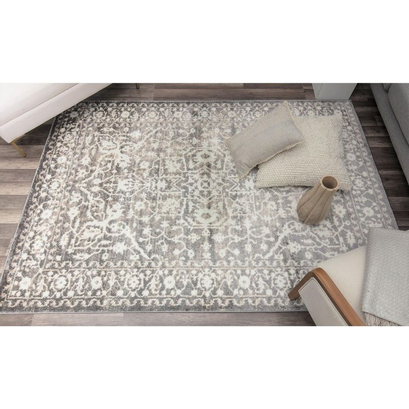 Rugs America Leopold LX20B Stone Transitional Cream Area Rug for Dining Room Rug Neutral Rug Living Room Rug Kitchen, 5'3"x7'
