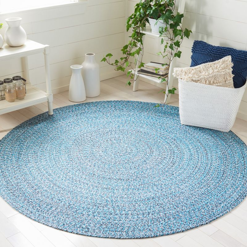 Braided BRD351 Hand Braided Area Rug - Blue/Black - 6' Round - Safavieh.
