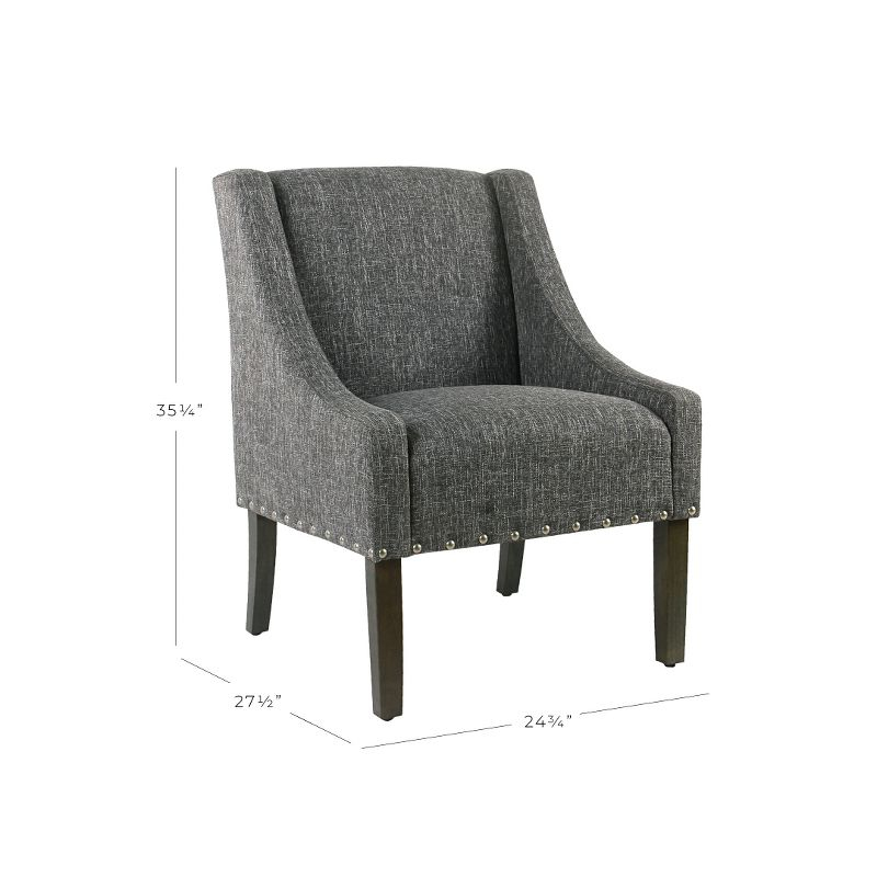 Modern Swoop Accent Chair with Nailhead Trim Slate Gray - HomePop: Upholstered, Dark Walnut Wood Legs, 250lb Capacity