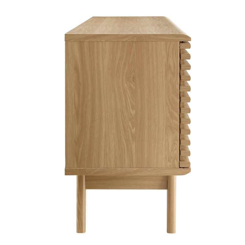 Render Media Console TV Stand for TVs up to 80" Brown - Modway: Mid-Century Modern, Adjustable Shelves, Cable Management