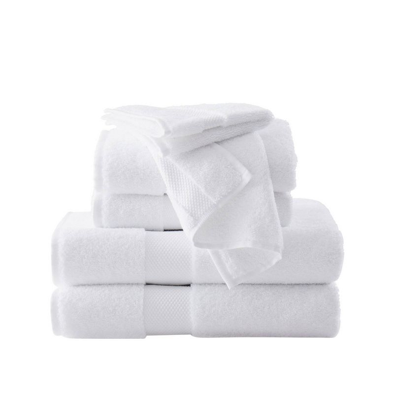 6pc Solid Bath Towel Set White - Brooklyn Loom: Luxury Heavyweight 550-800 GSM, Machine Washable