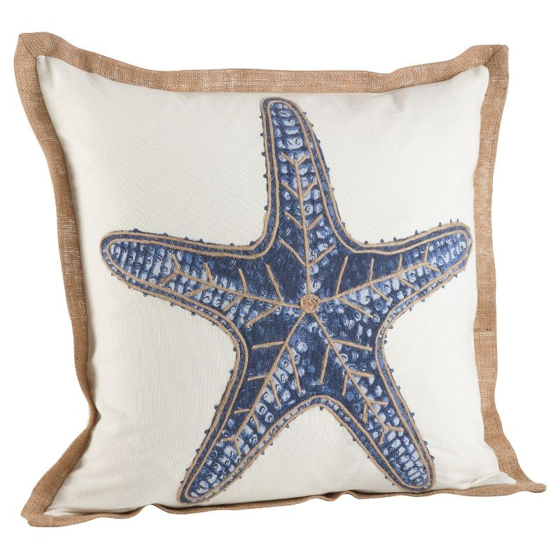 Neptunian Embroidered Cotton Throw Pillow