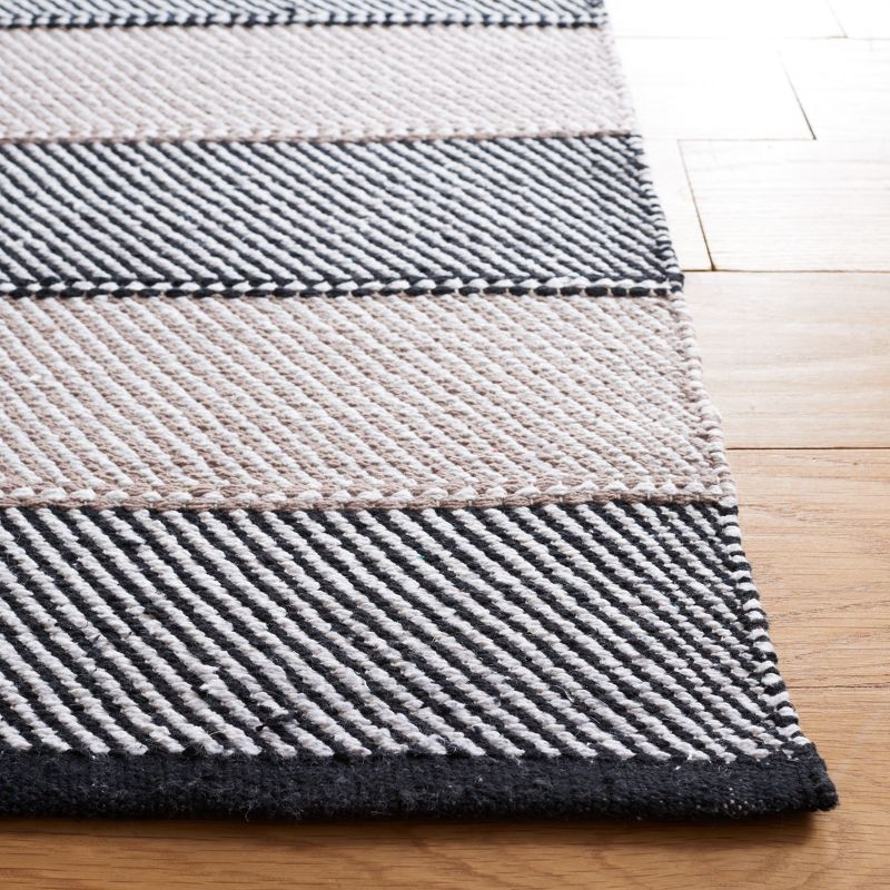 Striped Kilim STK803 Hand Woven Area Rug - Ivory/Black - 6'x9' - Safavieh.