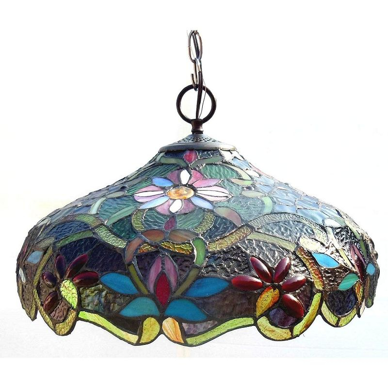 Chloe Lighting Leslie Tiffany-Style Victorian 2 Light Ceiling Pendant Fixture 18" Shade