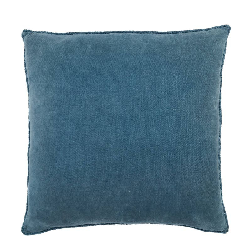26"x26" Oversized Sunbury Down Square Throw Pillow Blue - Jaipur Living: Fringe-Trimmed, Art Deco, Cotton