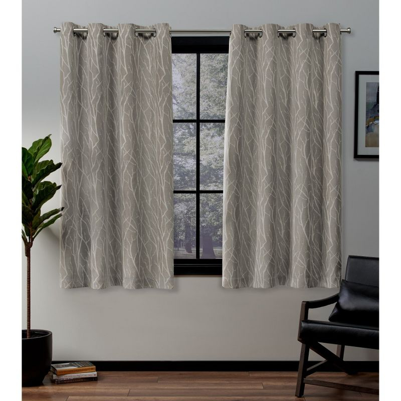 Set of 2 (63"x52") Forest Hill Woven Blackout Grommet Top Window Curtain Panel Gray/Cream - Exclusive Home