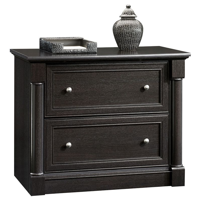 Sauder Palladia Lateral File Cabinet Wind Oak: Mid-Century Modern, 2-Drawer, Particle Board, 29.606"H