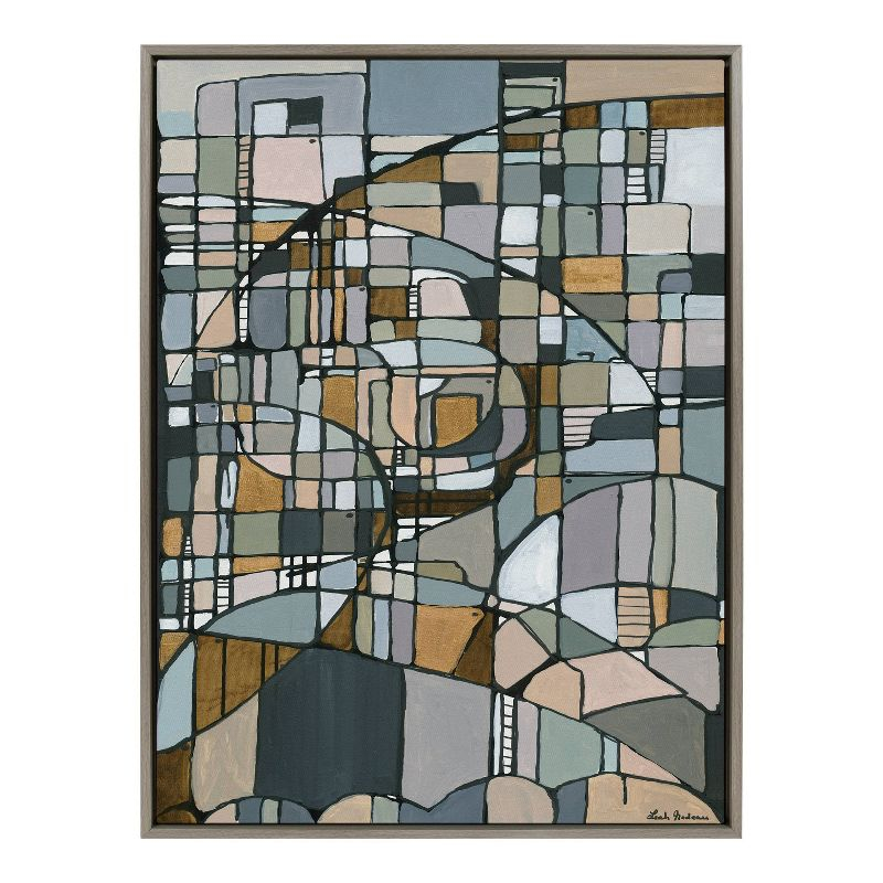 28"x38" Sylvie Deco Nadeau Framed Canvas by Leah Nadeau - Kate & Laurel: Modern Abstract Wall Art