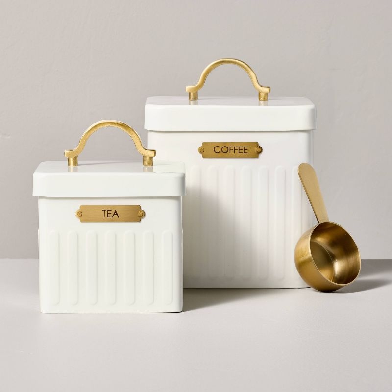 Metal Coffee Tin with Scooper Cream/Brass - Hearth & Hand™ with Magnolia