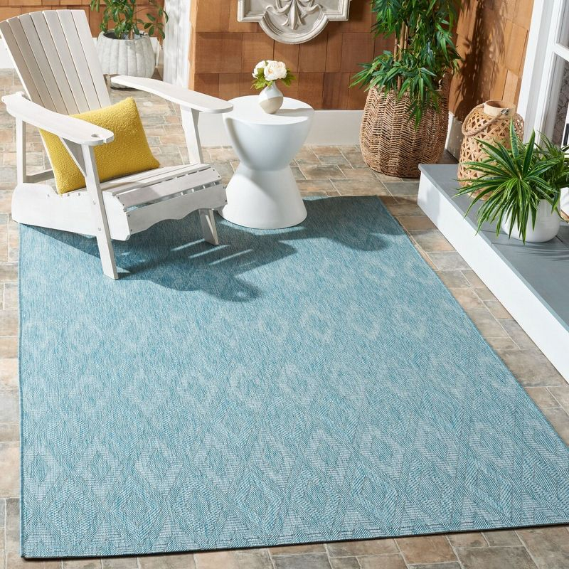 Courtyard CY8522 Power Loomed Indoor and Outdoor Accent Rug - Aqua/Aqua - 2'7"x5' - Safavieh
