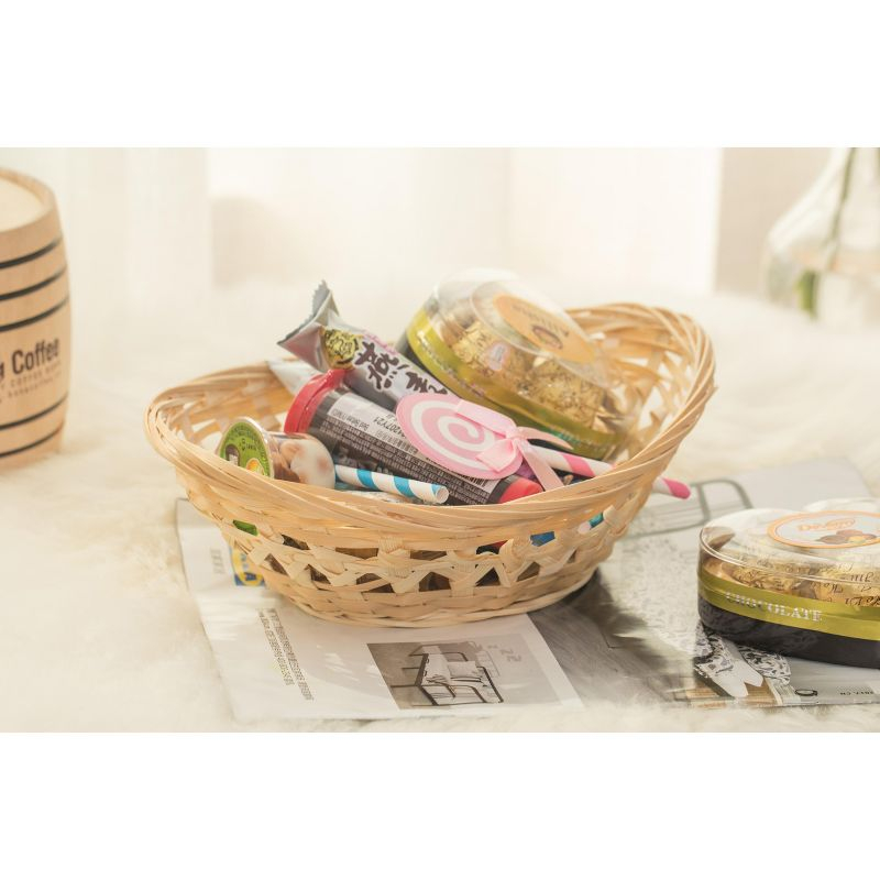 Vintiquewise Set of 5 Natural Bamboo Oval Storage Bread Basket Storage Display Trays