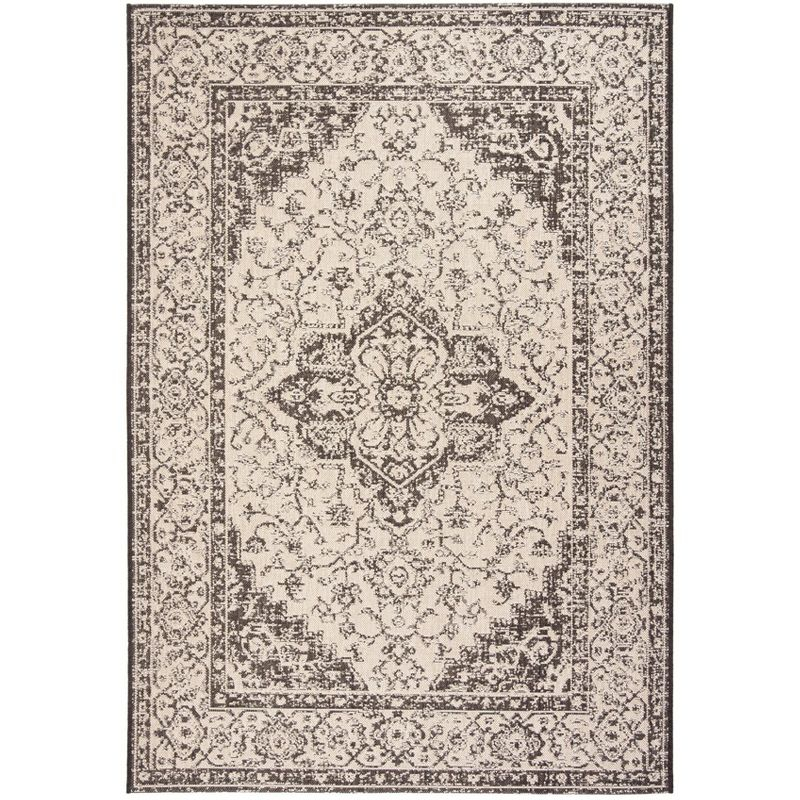 Beach House BHS137 Power Loomed Indoor/Outdoor Accent Rug - Creme/Brown - 3'x5' - Safavieh