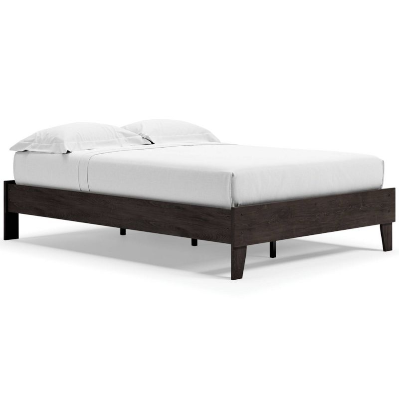 Full Piperton Platform Bed Black - Signature Design by Ashley: Modern Style, MDF Frame, No Box Spring Needed